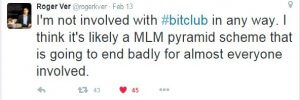 Roger Ver's tweet about BitClub